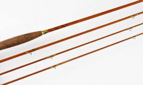 Fine and rare Hardy "The Marvel" trout fly Rod: 7 ft 6in 3pc split cane complete with spare tip,