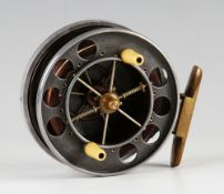 Allcock Aerial 3.5" Alloy reel with half ebonite drum- stamped Patent between the 8 perforated holes