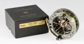 Fine J.W Young & Son "Bob James" BJ 2080 Centre Pin Reel: Aerial style 4 3/8" dia fully ventilated