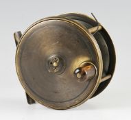 Early C Farlow and Co 191 The Strand Brass Patent lever salmon fly reel: 4.25" dia, stamped on the