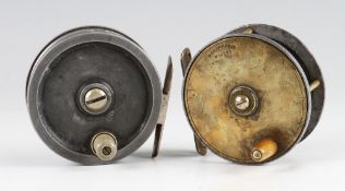 2x early Alloy and Brass/Alloy Combination fly reels: J.B Walker Newcastle on Tyne Fraser 3" alloy