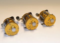3x Penn Levelmatic Ball Bearing Gold Mariner bait casting reels - to incl 940. 930 and 920 - 2x with