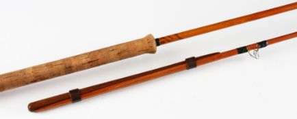 Fine and scarce J.J.S. Walker Bampton The Tweed Special Spliced spinning rod: 7ft 2pc spliced cane