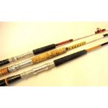 3x various glass fibre sea rods - Magnuflex Rod Miami Custom Built 6ft 6in 50lbs class c/w 5x roller