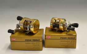 2x Penn Generation Baitcasting Reels both unused in makers boxes - V75 and V55 both with aluminium