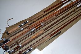 Collection of various fly and spinning rods (6): all fibreglass to incl Henry W Aitken London