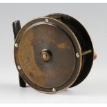 Fine J Bernard & Son Hercules brass reel: 3.5" dia with raised lacquered face plate engraved with