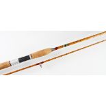 Fine Fussells Black Seal split cane spinning rod: 8'9" 2pc - red agate lined guides throughout