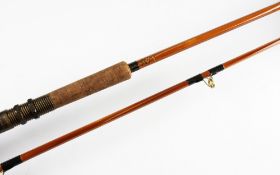 Fine Milwards The Sea Ranger split cane rod: 9ft 9ins 2pc with lacquered brass screw reel