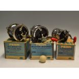 3x Penn Salt Water Reels all boxed - Senator 6/0 Big Game Reel 114, one piece cast spool, brake