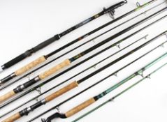 4x various carbon spinning rods: unused Shakespeare X K4000 3.30m telescopic carbon -6 sections