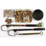 Early Game Fishing Accessories: Copper Fly tin with large salmon flies up to 2.5" in all 40#; 2x