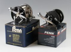 2x Penn Boxed salt water reels - Penn Long Beach 67 with triple frame posts and rod clamp and Penn