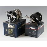 2x Penn Boxed salt water reels - Penn Long Beach 67 with triple frame posts and rod clamp and Penn