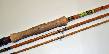 Lee's, Redditch Rod: "Black Demon" split cane fly rod. 9ft 6 ins 3 pc. Brass ferrules, bridge guides