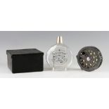 A. Hardy cognac glass hip flask and Shakespeare salmon reel (2): comprising A. Hardy "Chairman's