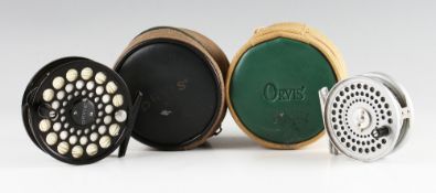 2x Orvis Fly Reels: Orvis CFO alloy bar stock fly reel, Made in England, black handle, twin U shaped