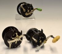 3x vintage Penn Bakelite bait casting multiplying reels - Penn 85 with Bakelite spool; Penn 190 with