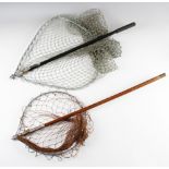 Nets: (2) Hardy Simplex folding trout net, alloy frame, greenheart shaft, with brass fittings