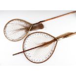 2x early trout landing nets: Farlow's style wooden Gye landing net with pear shaped frame,