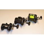 3x various Penn Graphite sea reels - Penn 45GLS graphite lever Senator; Penn 555 and Penn 535 both