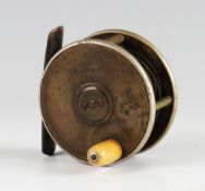 Hardy Bros Makers Alnwick brass, ebonite and nickel silver combination reel: 2.5" dia - ivory