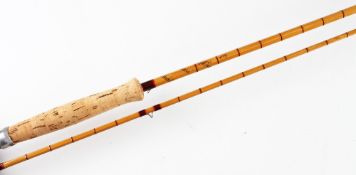 Fine Hardy JJH Triumph Palakona fly Rod: 8ft 9in 2pc split cane -line #6, Agate lined butt and tip