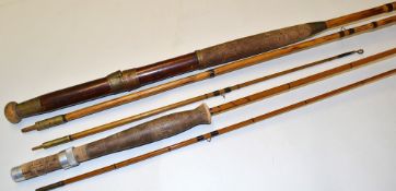 Carter & Co Rods (2): 8ft 3pc whole cane with greenheart top, sliding band brass reel seat with