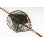 Net & Accessories: A 19th Century Farlow Gye net with circular ash frame, central hardwood shaft,