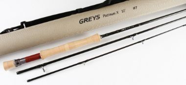 Fine Greys Platinum X Trout Fly Rod: 10ft 3pc carbon rod- line #7- unused still with cellophane