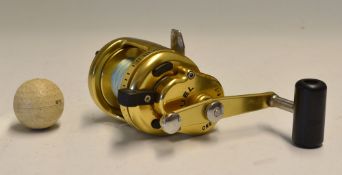 Italian Made Duel 12 Speedy Gold multiplier bait casting reel - counter balanced handle with