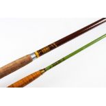 2x Hardy Sea rods: Fine Hardy Saltwater Big Game Rod 7ft glass fibre 80lb test Curve - roller ring