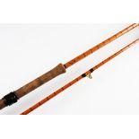 Fine Hardy Nusea Split cane sea rod: 9ft 3in 2pc Palakona rod with dark burgundy whipped rings and