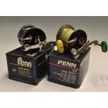 2x Penn Long Beach Bait Casting Sea Reels - 65 and 60 models, star drag system, stainless steel