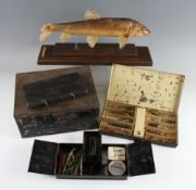 Collection of various early lures, lure boxes, fly boxes, fly wallets and Jaws The Barbel (a lot):