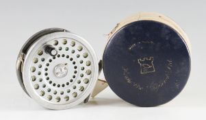 Hardy Marquis Salmon No.1 Reel: 4"dia with "U" shaped line guide c/w line Hardy dry fly DT-9 - in