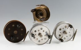 Collection of Ogden Smiths, Allcocks and other sea reels (4): Ogden Smiths London 4" brass wide drum