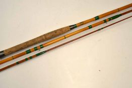 A.E Rudge Redditch Whole Cane Fly Rod: Fine Rudge 14ft 3pc whole cane butt, tapered dark stained