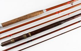 2x interesting fishing rods: W Dobson Maker Felton (Northumberland) 12ft 3pc greenheart fly rod with