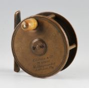 G Little & Co Makers brass plate wind reel: 2.75" plate wind engraved to the faceplate "G Little &
