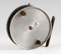 Scarce "Hardy -Wallis" alloy trotting reel: 4" dia red agate spindle bearing, conical shaped black