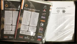 Collection of Wolverhampton Wanderers full season team sheets, homes and aways, also has media