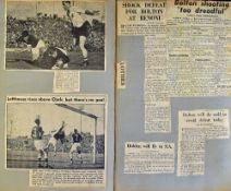 1959 Bolton Wanderers tour of South Africa News Cuttings in scrap book with match reports/photos.