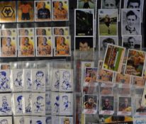 Collection of Wolves footballer trade cards covering modern to retro, many in colour and several