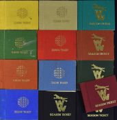 Wolverhampton Wanderers season ticket books for 1969/1970 to 1979/1980 inclusive, some duplication