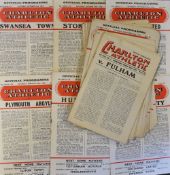 Collection of 1950's Charlton Athletic home programmes to include 1950/51 Fulham, 1951/52 Wolves