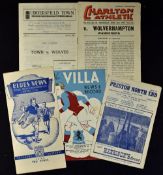 1948/1949 Wolverhampton Wanderers away match programmes to include Birmingham City, Charlton