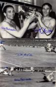 Everton Signed Football Photographs depicting Everton's Derek Temple and Mike Trebilcock scoring