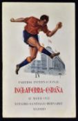 Very scarce 1955 Spain v England international match programme at the Santiago Bernabeu stadium in