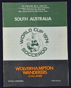 1972 in Australia, South Australia v Wolverhampton Wanderers 17 June 1972 match programme in